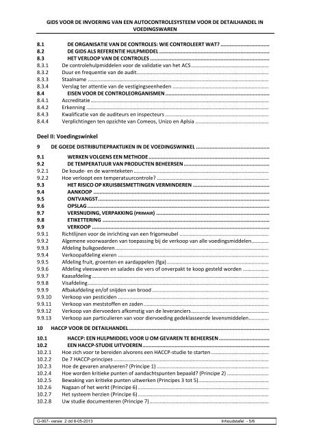 Gids voor de invoering van een autocontrolesysteem voor de ... - Favv