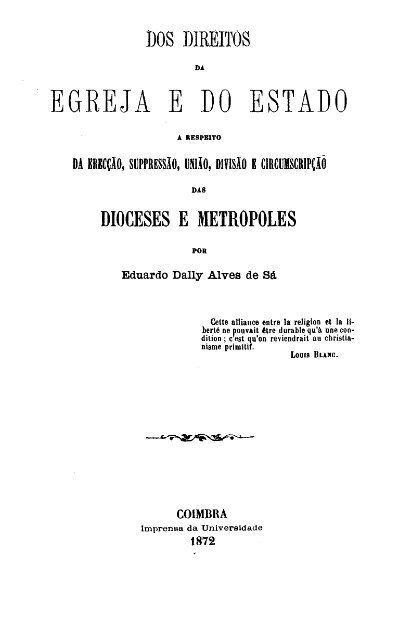 Dos direitos da igreja e do Estado - Faculdade de Direito da ...