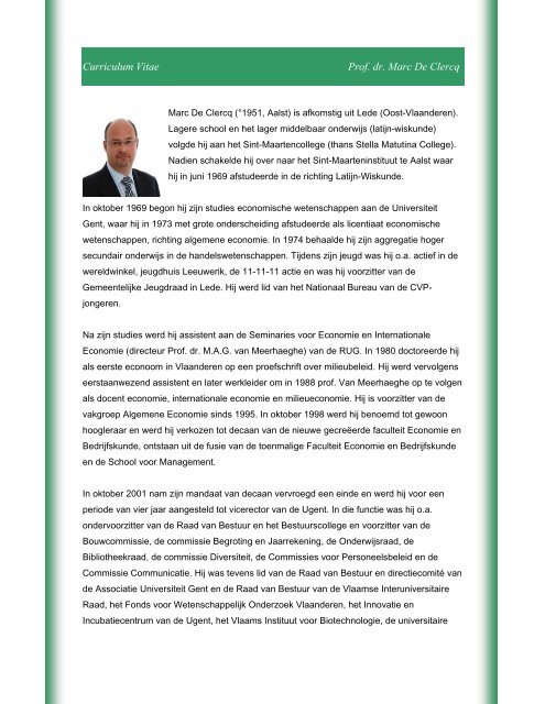 Curriculum Vitae Prof. dr. Marc De Clercq - Faculteit Economie en ...