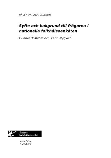 Hälsa på lika villkor - Statens folkhälsoinstitut