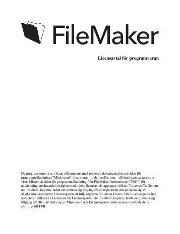 Licensavtal för programvaran - FileMaker