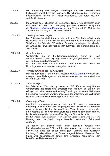 200 Gemeinsame Bestimmungen für alle Wettkämpfe 201 ... - FIS