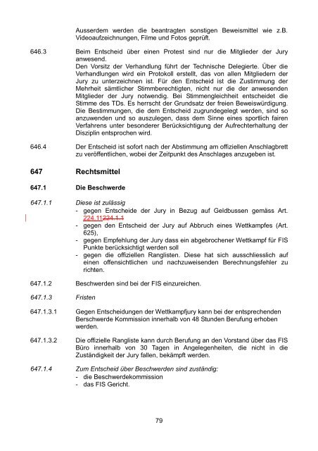 200 Gemeinsame Bestimmungen für alle Wettkämpfe 201 ... - FIS