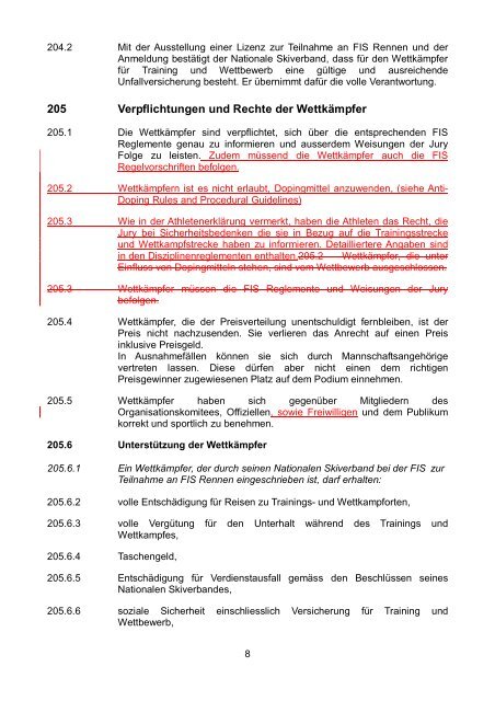 200 Gemeinsame Bestimmungen für alle Wettkämpfe 201 ... - FIS