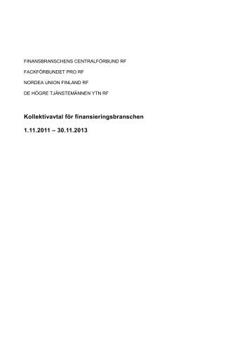 Kollektivavtal för finansieringsbranschen 1.11.2011 – 30.11.2013