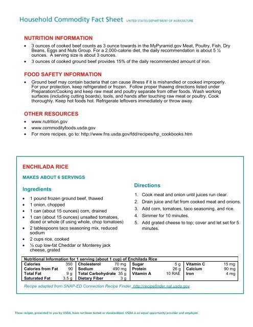 NUTRITION FACTS - Food and Nutrition Service