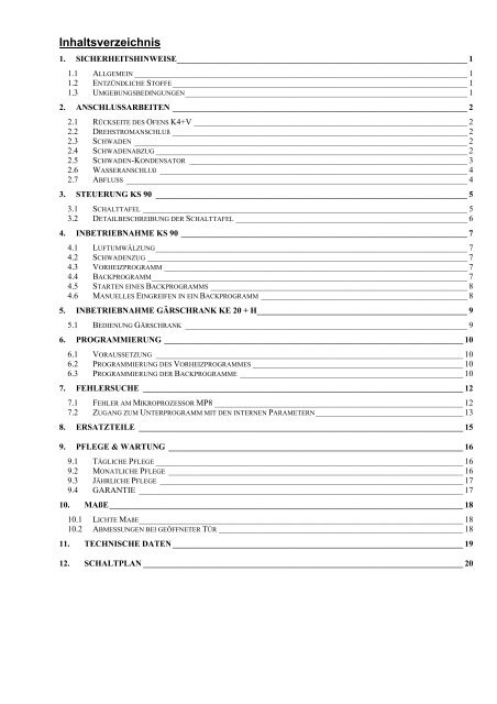 5. Inbetriebnahme Gärschrank KE 20 + H - ASTOR Gmbh