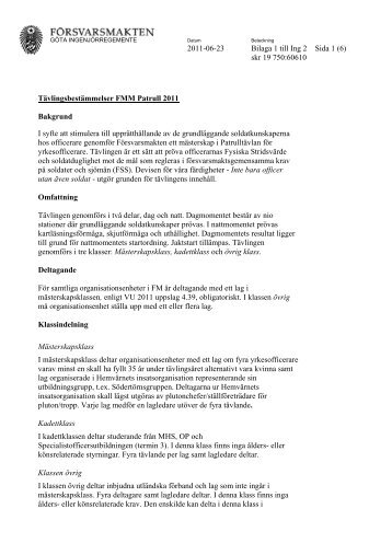 Tävlingsbestämmelser FMM Patrull 2011 - Försvarsmakten