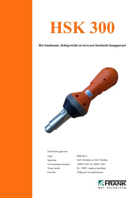 Flyer handlasapparaat HSK300 - Frank GmbH