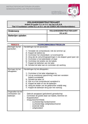 veiligheidsinstructiefiche batterijen opladen