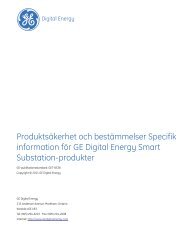 Produktsäkerhet och bestämmelser Specifik ... - GE Digital Energy