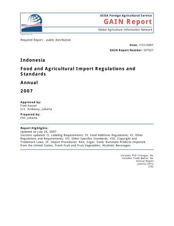 GAIN Report - Foreign Agricultural Service