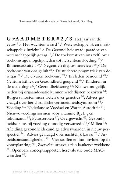 Graadmeter maart/april-mei/juni 2/3 - Gezondheidsraad