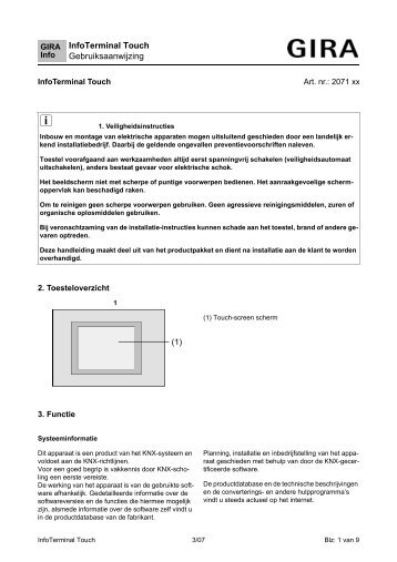 InfoTerminal Touch Gebruiksaanwijzing - Gira