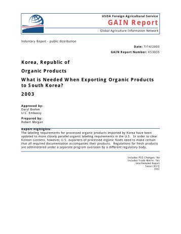 GAIN Report - Foreign Agricultural Service