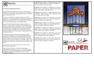 Glassline - Papier - Wichtige Produktinformationen