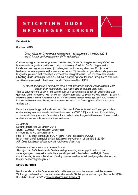 Grafpoëzie op Groninger kerkhoven - busexcursie - Stichting Oude ...