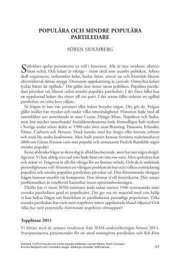 PoPulära och mindre PoPulära Partiledare - Göteborgs universitet