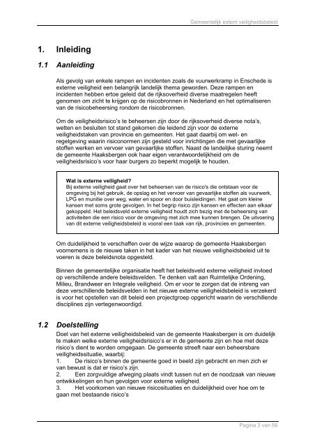 Lees hier het externe veiligheidsbeleid - Gemeente Haaksbergen