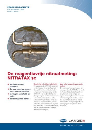 De reagentiavrije nitraatmeting: NITRATAX sc - HACH LANGE