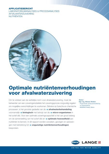 Optimale nutriëntenverhoudingen voor ... - HACH LANGE