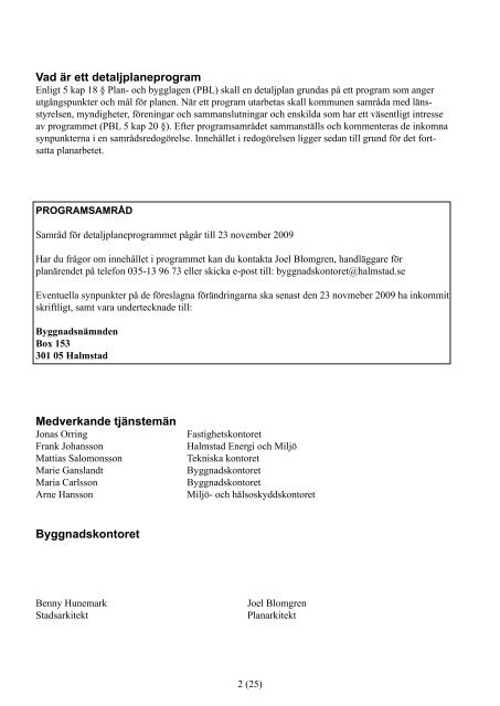 Detaljplaneprogram för Gasen 1 Nyhem, Halmstad