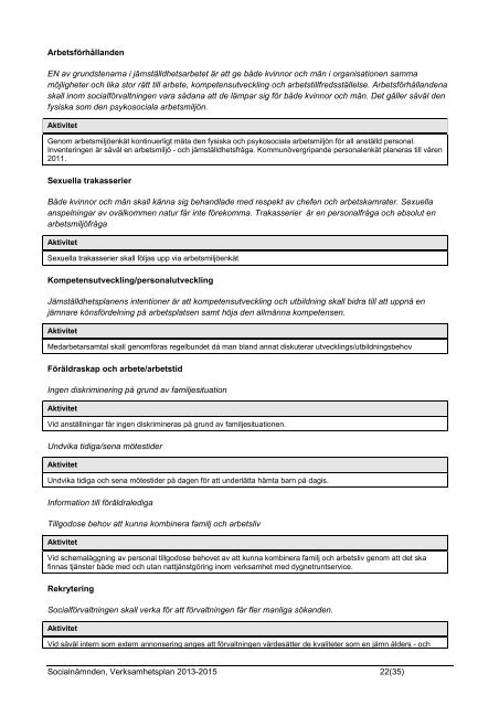 Verksamhetsplan 2013-2015 Socialnämnden - Halmstad