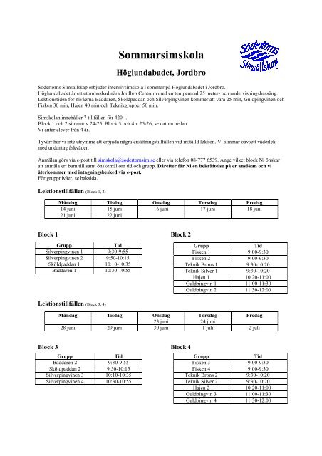 Sommarsimskola Höglunda - Haninge