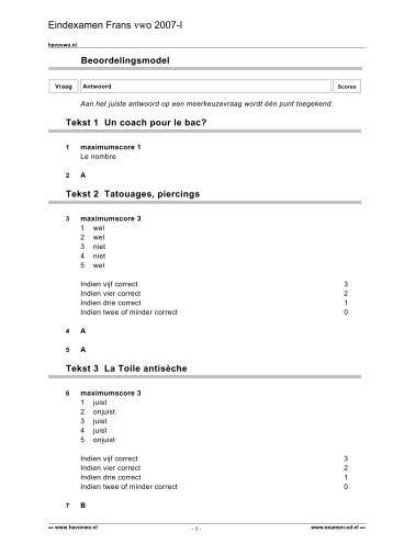 Eindexamen Frans vwo 2007-I - Havovwo.nl