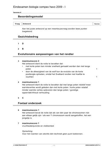 Eindexamen biologie compex havo 2009 - I - Havovwo.nl