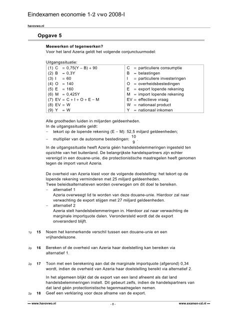 Eindexamen economie 1-2 vwo 2008-I - Havovwo.nl