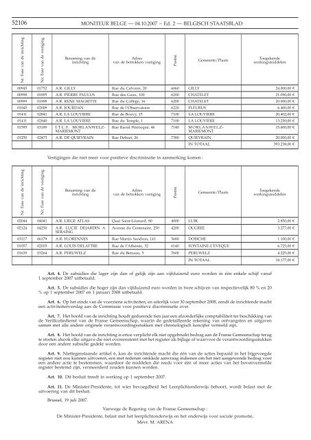 Staatsblad Moniteur - FOD Volksgezondheid, Veiligheid van de ...