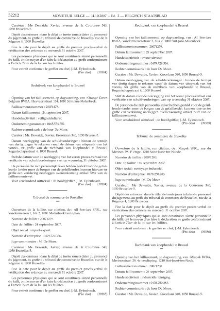 Staatsblad Moniteur - FOD Volksgezondheid, Veiligheid van de ...