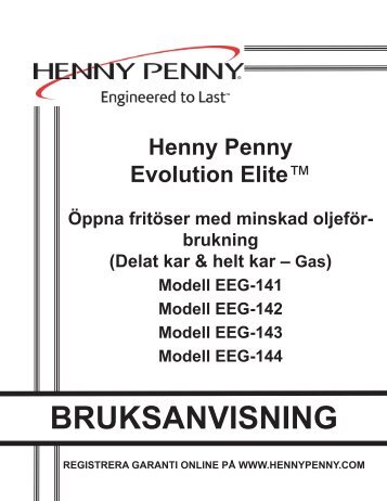 BRUKSANVISNING - Henny Penny Corporation