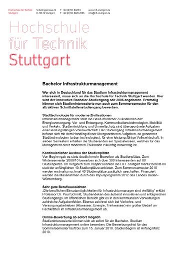 Bachelor Infrastrukturmanagement - HFT Stuttgart