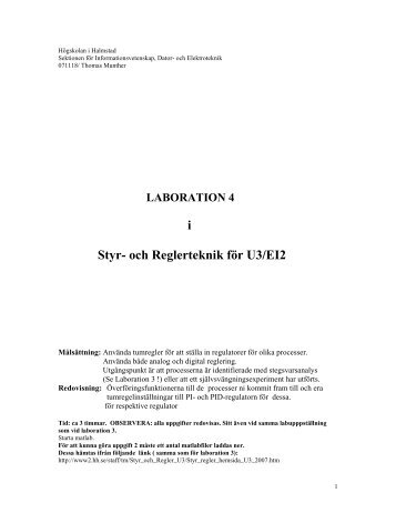 i Styr- och Reglerteknik för U3/EI2 - Högskolan i Halmstad