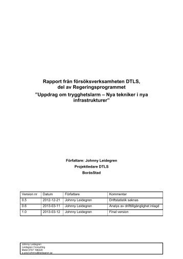 Bilaga 5. Rapport från försöksverksamheten DTLS, del av ...