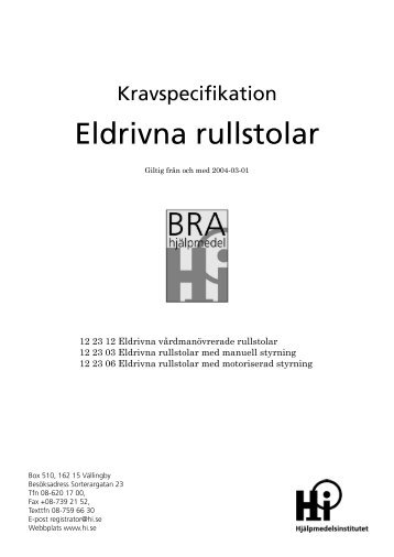 Eldrivna rullstolar - Hjälpmedelsinstitutet