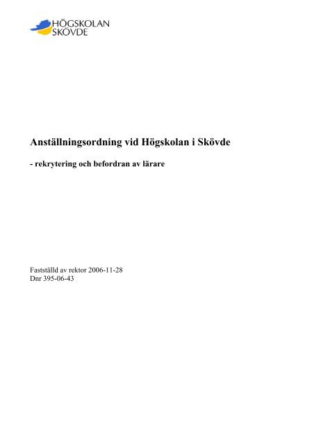 Rekrytering Och Befordran Av Larare Hogskolan I Skovde