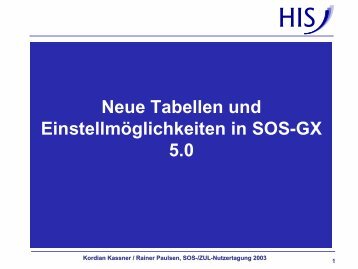 Neue Tabellen und Einstellmöglichkeiten in SOS-GX 5.0