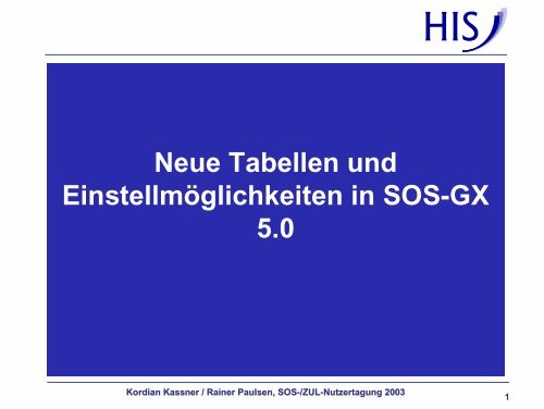 Neue Tabellen und Einstellmöglichkeiten in SOS-GX 5.0