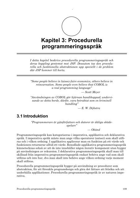 Kapitel 3: Procedurella programmeringsspråk