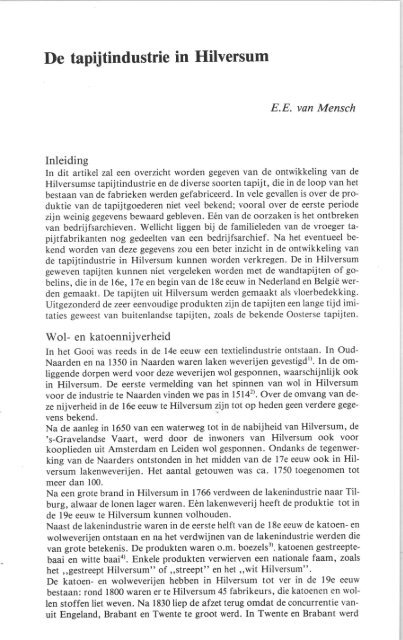 De tapijtindustrie in Hilversum - Historisch Centrum Overijssel