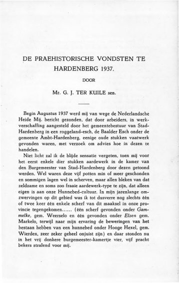 De praehistorische vondsten van Hardenberg 1937