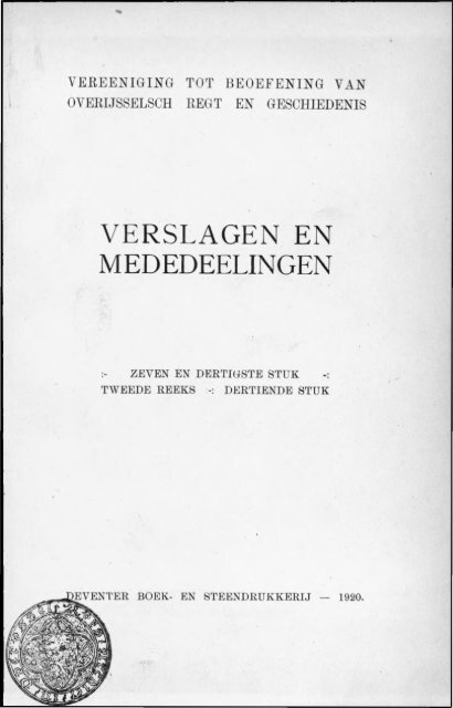 VERSLAGEN EN MEDEDEELINGEN - Historisch Centrum Overijssel