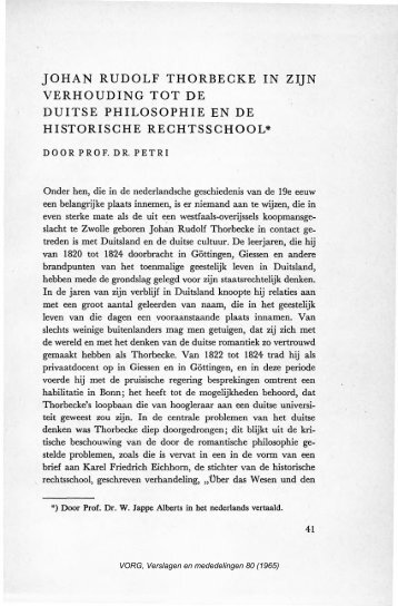 Johan Rudolf Thorbecke in zijn verhouding tot de Duitse ...