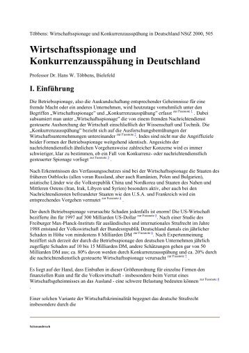 Wirtschaftsspionage und Konkurrenzausspähung in Deutschland