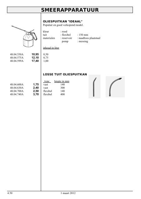 48 Smeerapparatuur, trechter, maatkan, jerrycan ... - P. Hoenderop BV