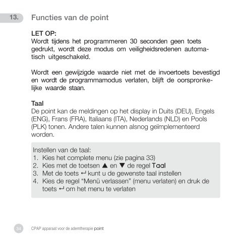 Gebruiksaanwijzing CPAP APPARAAT VOOR DE ... - Hoffrichter