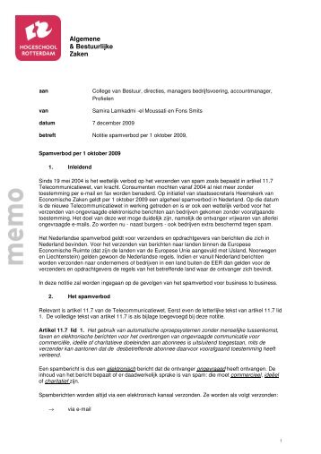 Notitie Spamverbod - Hogeschool Rotterdam